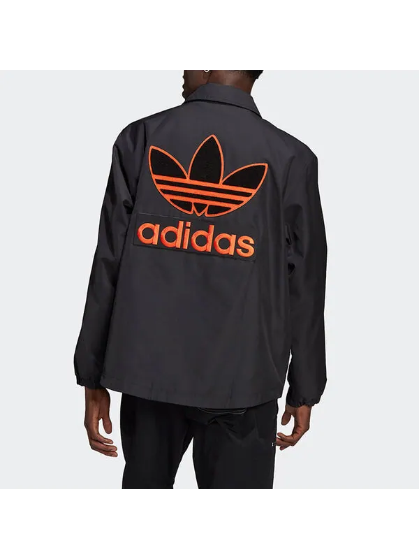 Куртка adidas originals Big Trfl Jkt Athleisure Casual Sports Embroidered Logo Woven Jacket Black — изображение 3 из 4