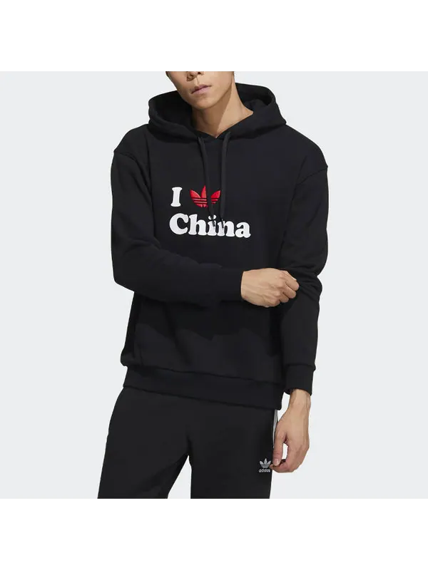 Толстовка originals i trfl ch hd 2 alphabet logo pattern printing hooded long sleeves black Adidas — изображение 2 из 4