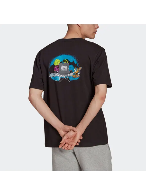 Футболка men's originals chameleon printing sports short sleeve black t-shirt Adidas — изображение 3 из 4, черный