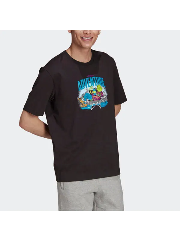 Футболка men's originals chameleon printing sports short sleeve black t-shirt Adidas — изображение 4 из 4, черный