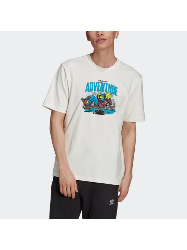 Футболка men's originals chameleon printing sports short sleeve white t-shirt Adidas — изображение 2 из 4, белый