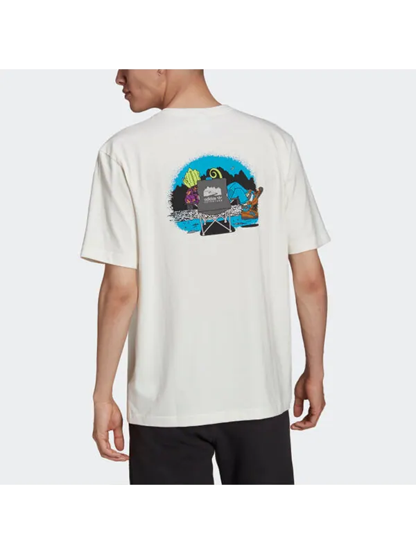 Футболка men's originals chameleon printing sports short sleeve white t-shirt Adidas — изображение 3 из 4, белый