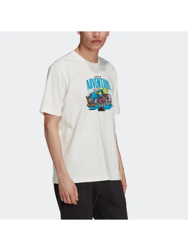 Футболка men's originals chameleon printing sports short sleeve white t-shirt Adidas — изображение 4 из 4, белый