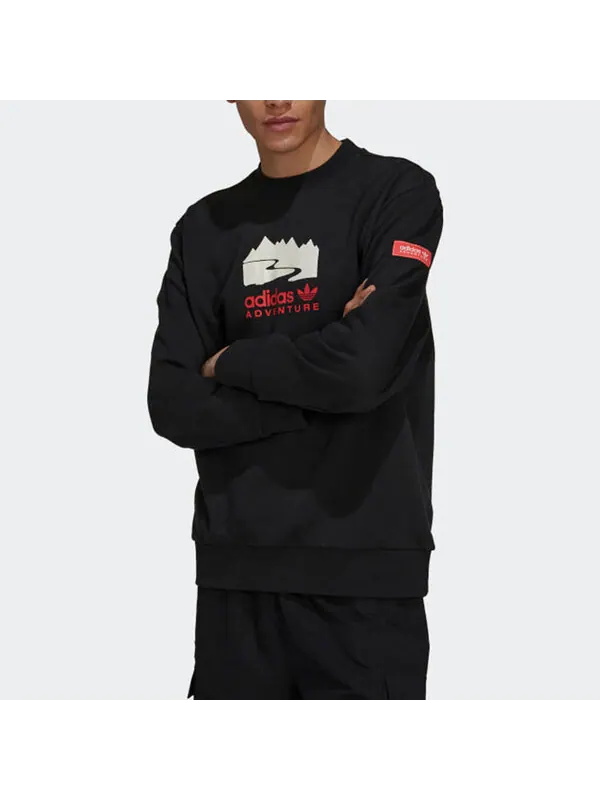 Толстовка Men's adidas originals Funny Printing Sports Round Neck Pullover Black — изображение 2 из 4, мульти