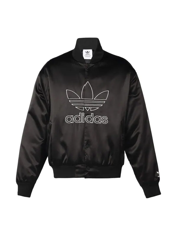 Куртка Men's adidas originals Large Logo Embroidered Satin Sports Jacket Autumn Black — изображение 1 из 4, черный
