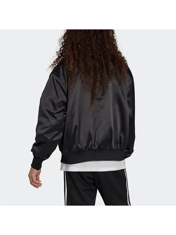 Куртка Men's adidas originals Large Logo Embroidered Satin Sports Jacket Autumn Black — изображение 4 из 4, черный