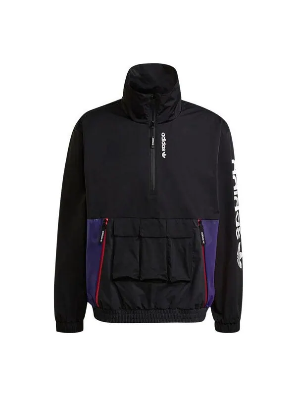 Куртка adidas originals G Outd Wb Sports Printing Cardigan Stand Collar Jacket Black — изображение 1 из 3, черный