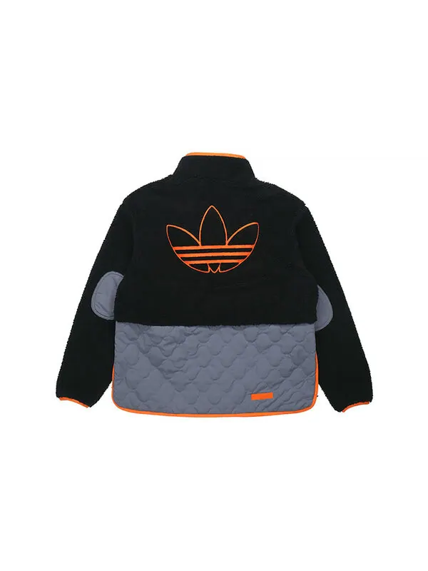 Куртка adidas originals Big Trfl Sherpa Stitching Lamb Wool Casual Sports Jacket Men's Black — изображение 2 из 4, черный