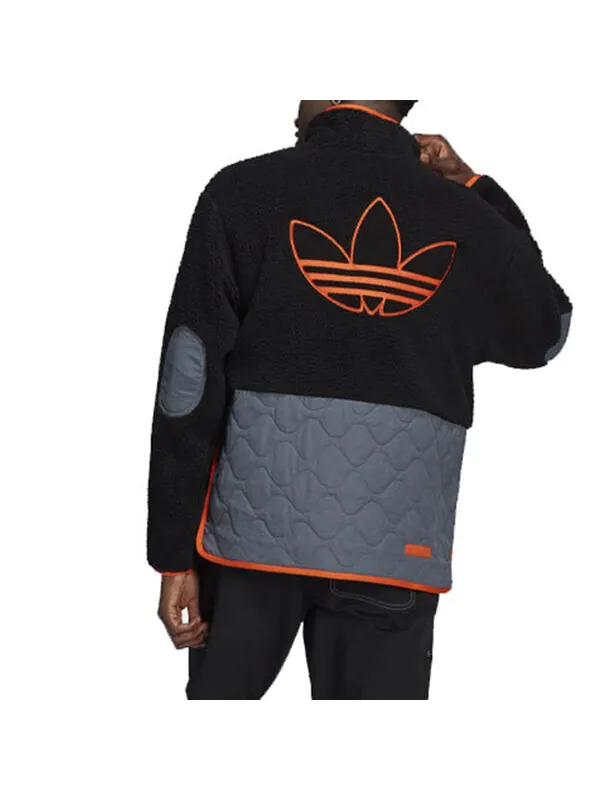 Куртка adidas originals Big Trfl Sherpa Stitching Lamb Wool Casual Sports Jacket Men's Black — изображение 4 из 4, черный