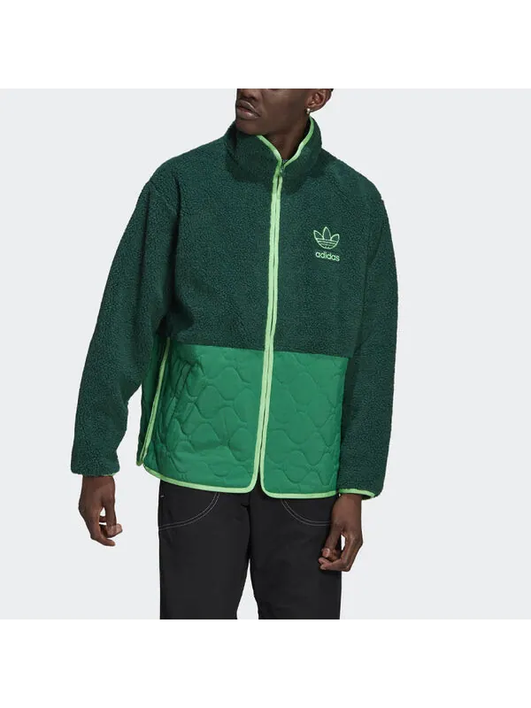 Куртка adidas originals Big Trfl Sherpa Outdoor Sport Casual Stitching Stand-collar Jacket Men's — изображение 3 из 4