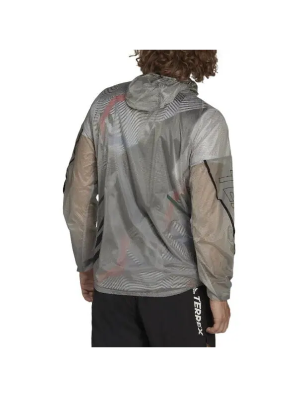Куртка adidas Half Zipper Outdoor Sports hooded Windproof Jacket light grey — изображение 3 из 4, мульти