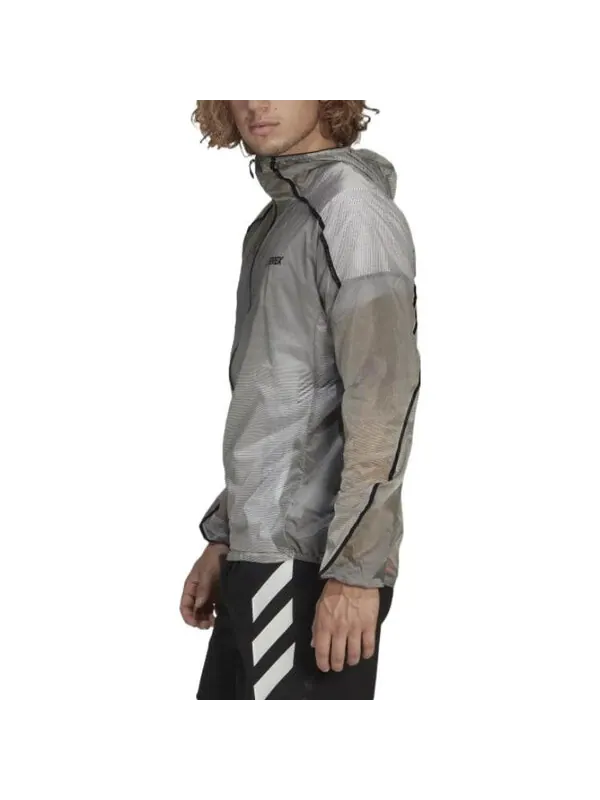 Куртка adidas Half Zipper Outdoor Sports hooded Windproof Jacket light grey — изображение 4 из 4, мульти