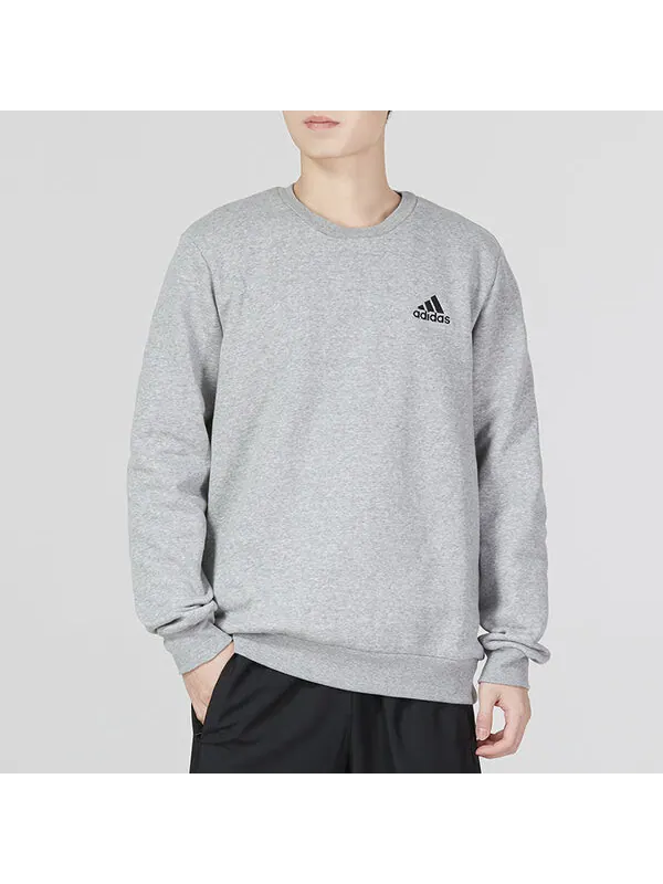 Свитер adidas Essentials Fleece Sweatshirt 'Grey' — изображение 3 из 4, серый/черный