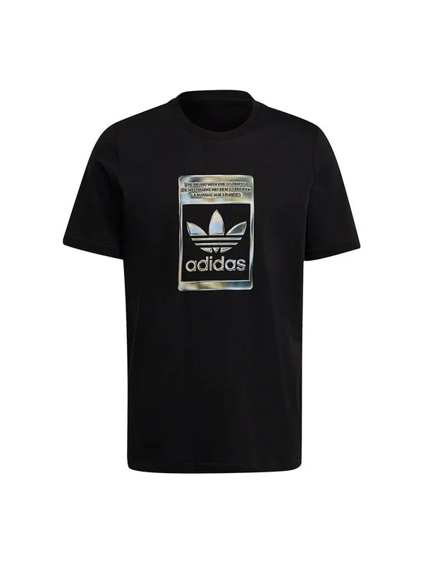 Футболка originals camo infill tee logo sports short sleeve men's black/multi-color Adidas — изображение 1 из 4, черный