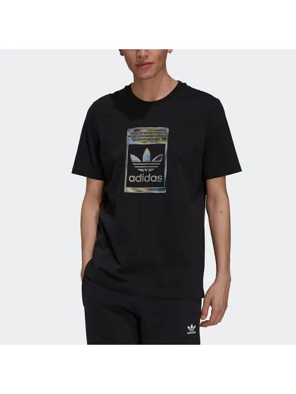 Футболка originals camo infill tee logo sports short sleeve men's black/multi-color Adidas — изображение 2 из 4, черный