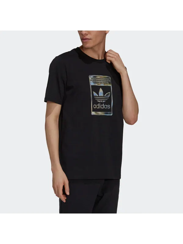 Футболка originals camo infill tee logo sports short sleeve men's black/multi-color Adidas — изображение 4 из 4, черный