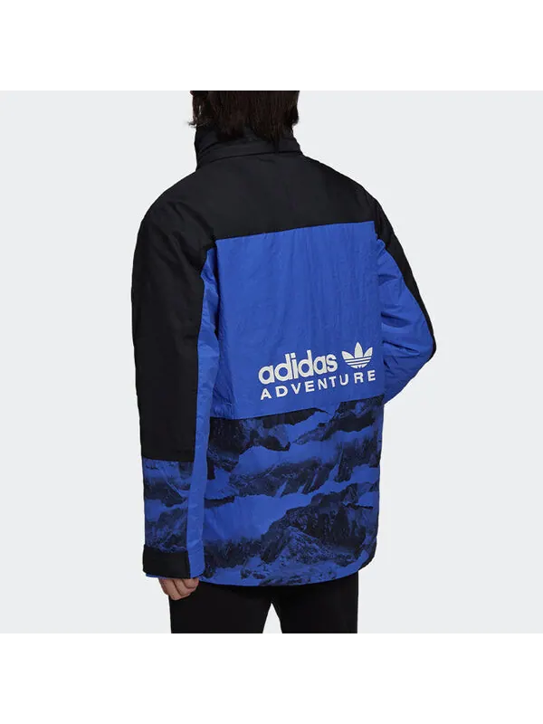 Пуховик adidas originals Colorblock Printing Sports hooded down Jacket Blue — изображение 3 из 4, мульти