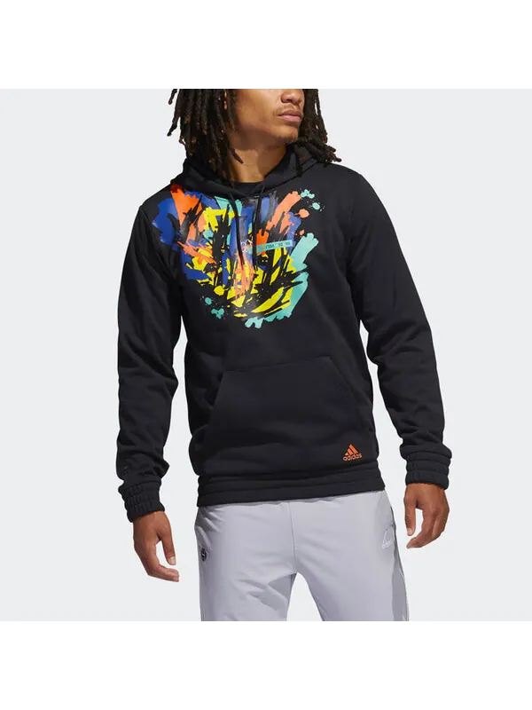 Толстовка adidas Hdn Lnch Bb H Basketball Sports Splash Ink Printing Fleece Lined Black — изображение 2 из 4, черный