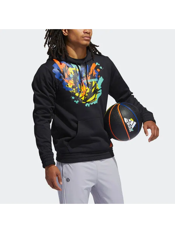 Толстовка adidas Hdn Lnch Bb H Basketball Sports Splash Ink Printing Fleece Lined Black — изображение 4 из 4, черный