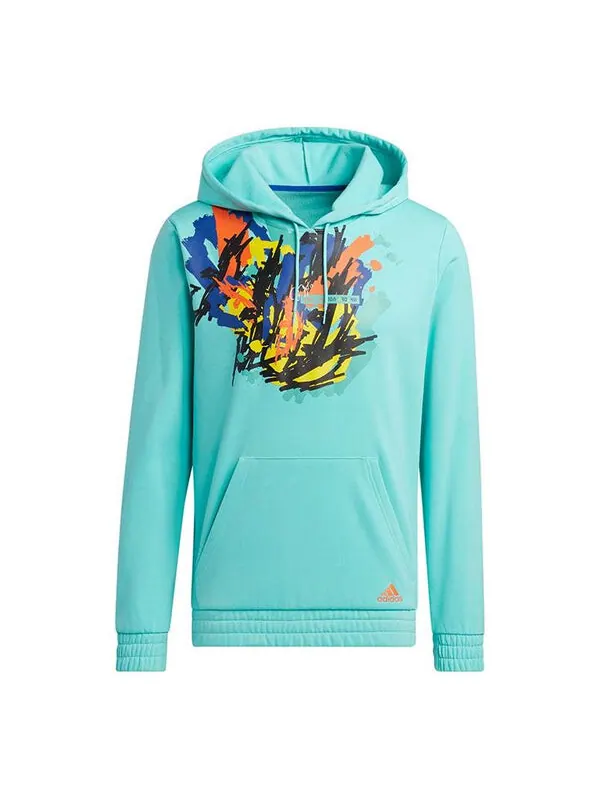 Толстовка adidas Hdn Lnch Bb H hooded Loose Printing Basketball Casual Sports Pullover Green — изображение 1 из 4, зеленый