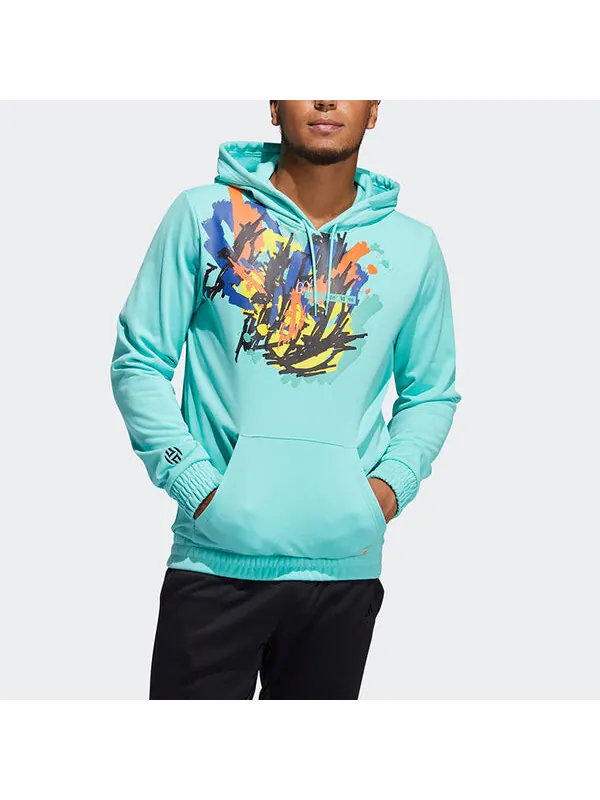 Толстовка adidas Hdn Lnch Bb H hooded Loose Printing Basketball Casual Sports Pullover Green — изображение 2 из 4, зеленый
