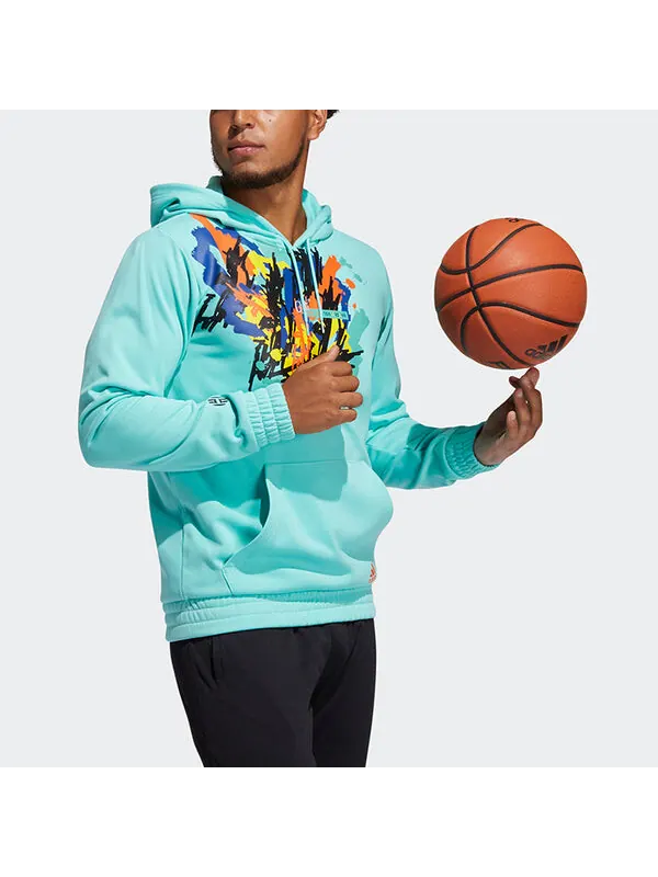 Толстовка adidas Hdn Lnch Bb H hooded Loose Printing Basketball Casual Sports Pullover Green — изображение 4 из 4, зеленый