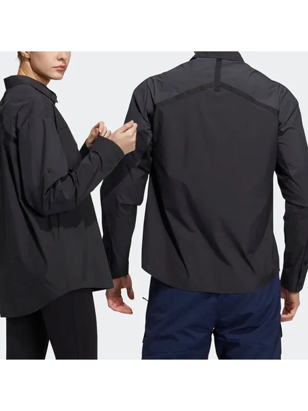 Рубашка adidas Casual Sports Solid Color Breathable Long Sleeves Shirt Black — изображение 3 из 4, мульти