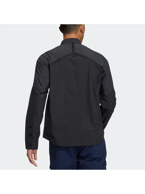 Рубашка adidas Casual Sports Solid Color Breathable Long Sleeves Shirt Black — изображение 4 из 4, мульти