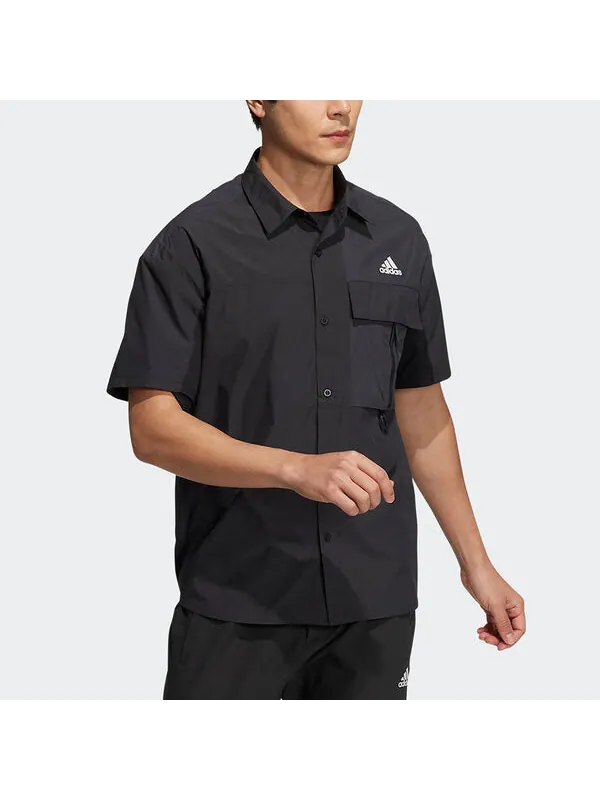 Рубашка utl ss shirts contrasting colors loose sports short sleeve shirt black Adidas — изображение 2 из 4, черный