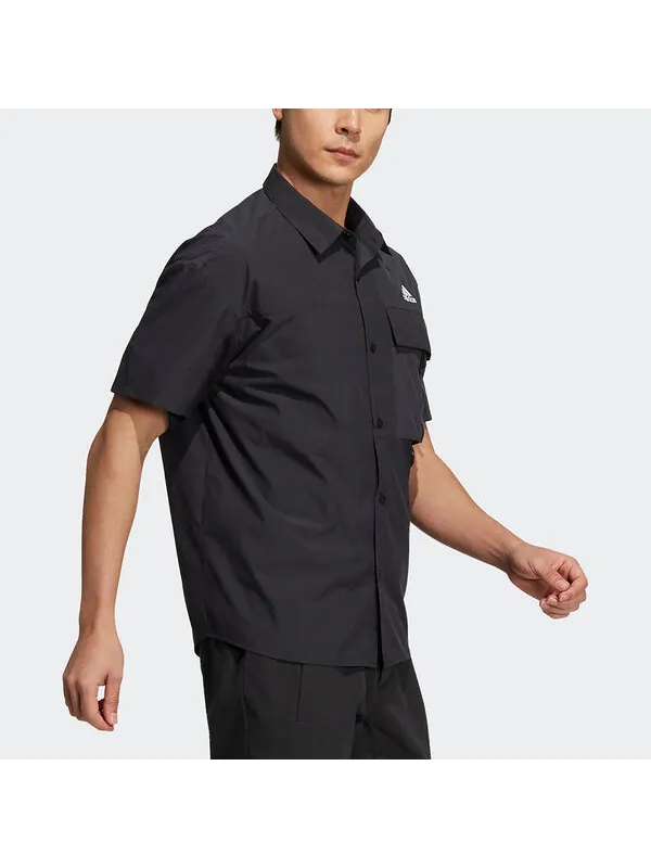 Рубашка utl ss shirts contrasting colors loose sports short sleeve shirt black Adidas — изображение 4 из 4, черный