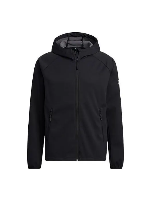 Куртка adidas Softshell Jkt Outdoor Sports Solid Color Logo Fleece Lined Hooded Jacket Black — изображение 1 из 4, мульти