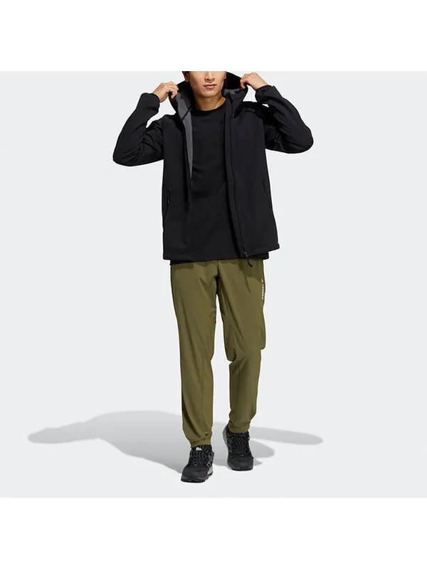 Куртка adidas Softshell Jkt Outdoor Sports Solid Color Logo Fleece Lined Hooded Jacket Black — изображение 2 из 4, мульти