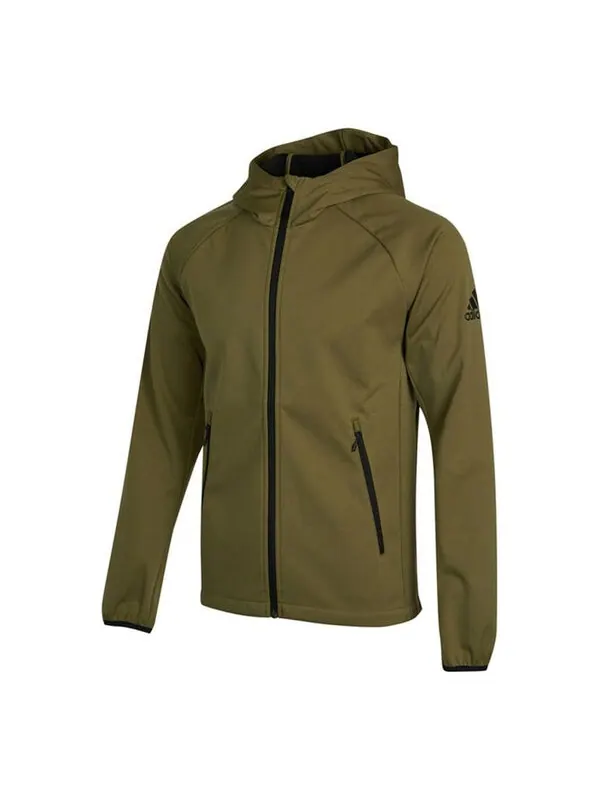 Куртка Men's adidas Outdoor Sports Fleece Lined Hooded Logo Jacket Olive — изображение 1 из 4, оливковый