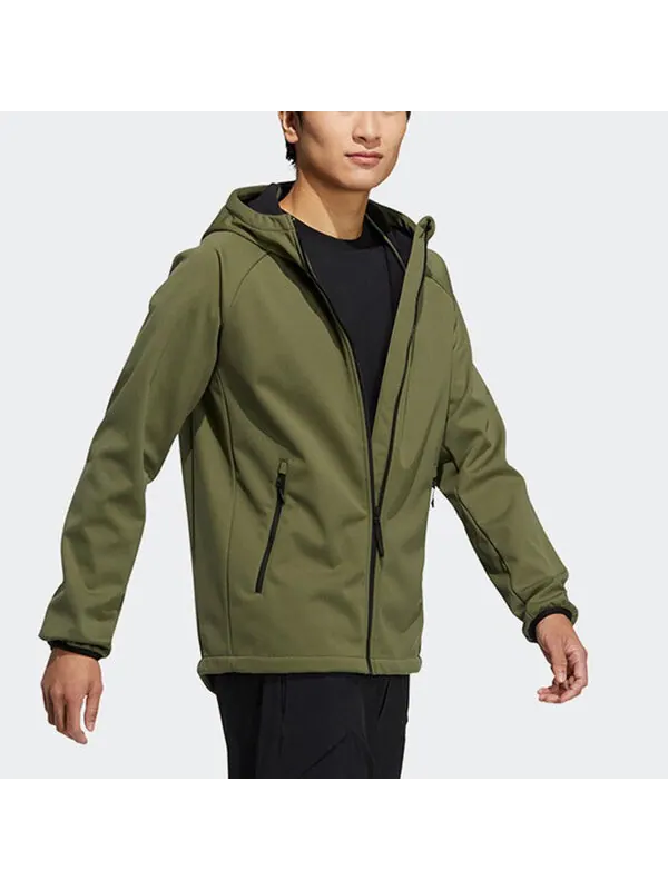 Куртка Men's adidas Outdoor Sports Fleece Lined Hooded Logo Jacket Olive — изображение 3 из 4, оливковый