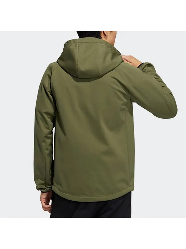 Куртка Men's adidas Outdoor Sports Fleece Lined Hooded Logo Jacket Olive — изображение 4 из 4, оливковый