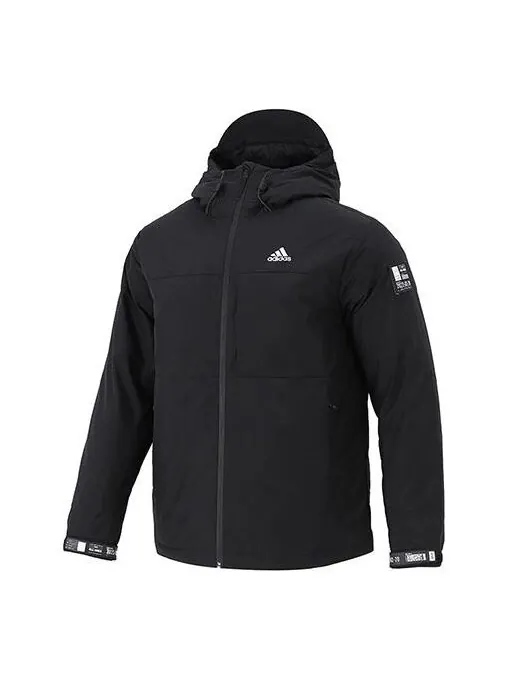 Пуховик adidas Snw Down Jkt Drawstring hooded Casual Stay Warm Down Jacket Black — изображение 1 из 4, мульти
