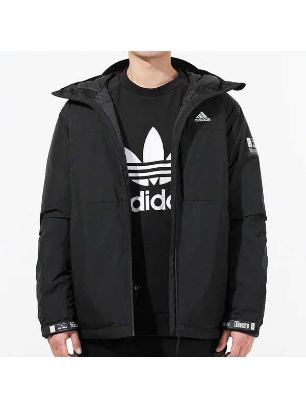 Пуховик adidas Snw Down Jkt Drawstring hooded Casual Stay Warm Down Jacket Black — изображение 3 из 4, мульти