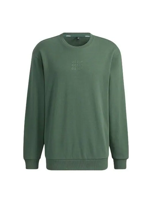 Толстовка Men's adidas neo Logo Alphabet Printing Round Neck Green — изображение 1 из 4, зеленый