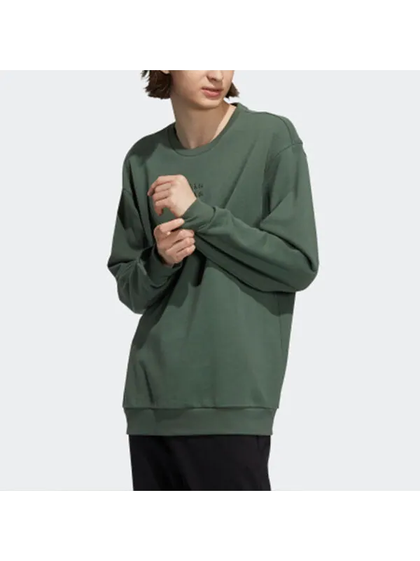 Толстовка Men's adidas neo Logo Alphabet Printing Round Neck Green — изображение 2 из 4, зеленый