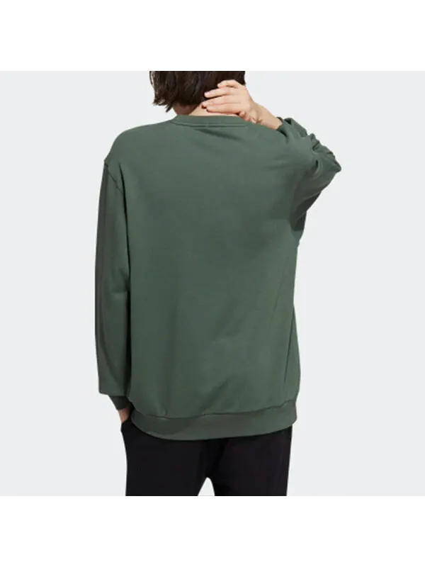 Толстовка Men's adidas neo Logo Alphabet Printing Round Neck Green — изображение 3 из 4, зеленый