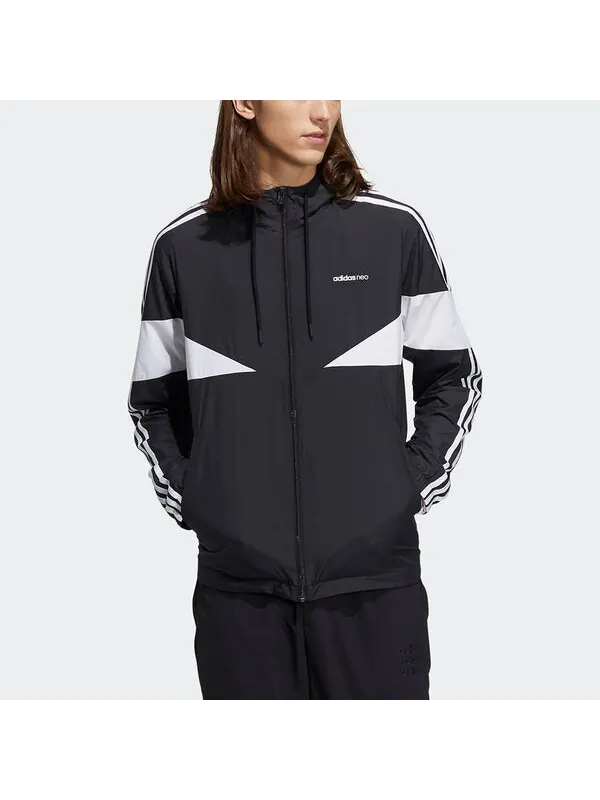 Куртка adidas neo M Icons 3s Wbkr Casual Sports Contrasting Colors Hooded Jacket Black — изображение 2 из 4, черный
