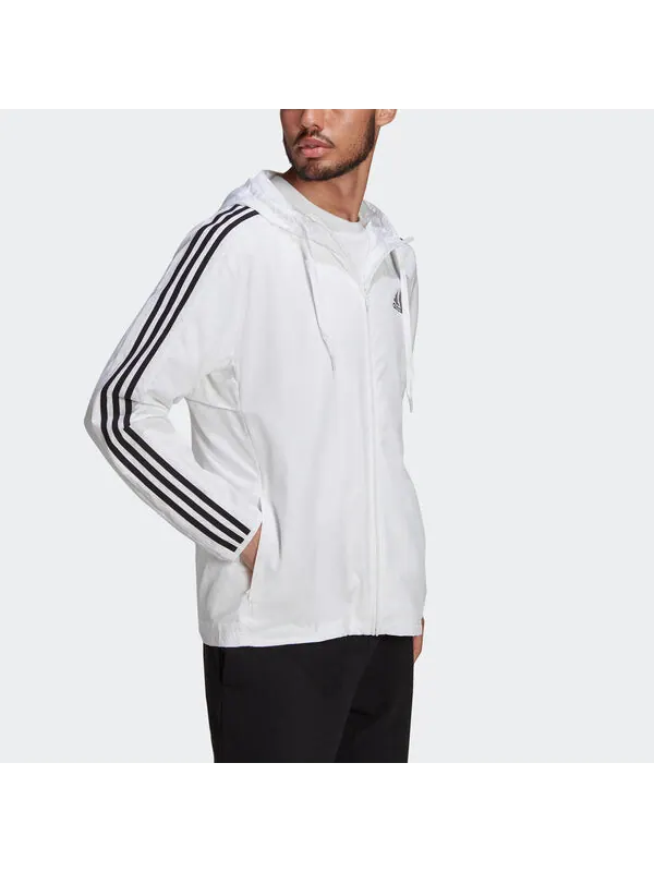 Куртка adidas M 3s Wb Casual Sports Hooded Jacket White — изображение 4 из 4, белый