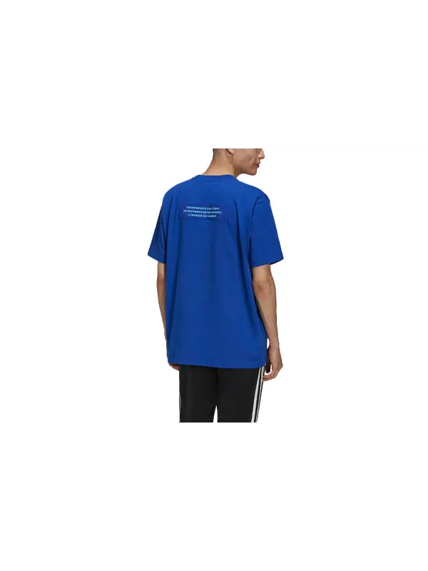 Футболка originals big trfl tee logo printing loose round neck short sleeve blue Adidas — изображение 2 из 3, синий