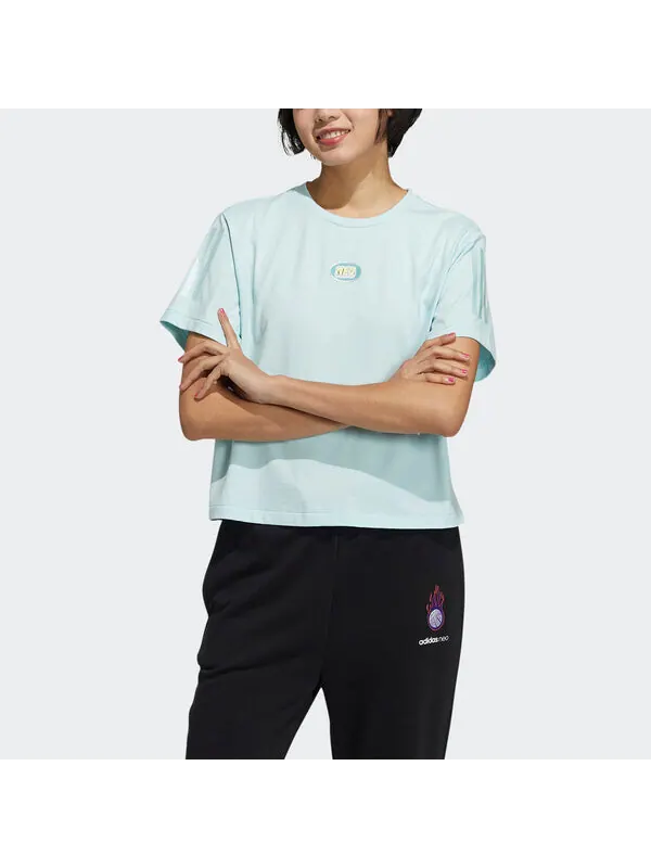 Футболка neo july tee 3 leisure sports short sleeve green Adidas — изображение 2 из 4, зеленый