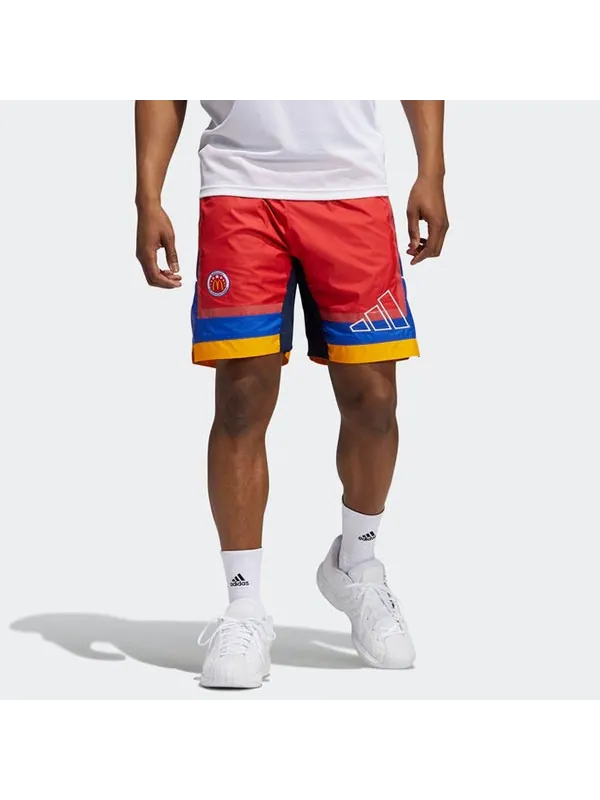 Шорты men's basketball sports fluorescence red shorts Adidas — изображение 2 из 4, красный