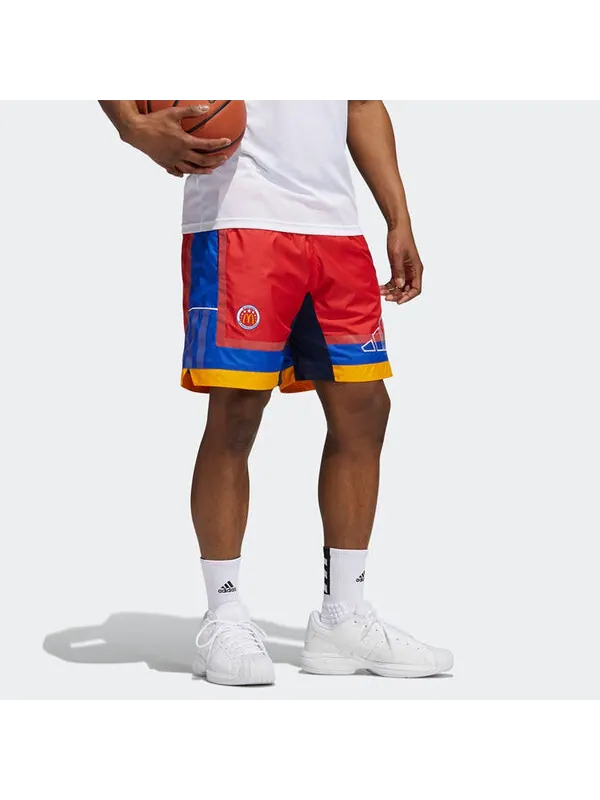 Шорты men's basketball sports fluorescence red shorts Adidas — изображение 4 из 4, красный