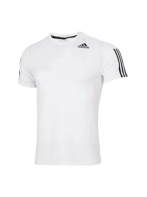 Футболка adidas Solid Color Stripe Logo Micro Mark Athleisure Casual Sports Round Neck Short Sleeve — изображение 1 из 4