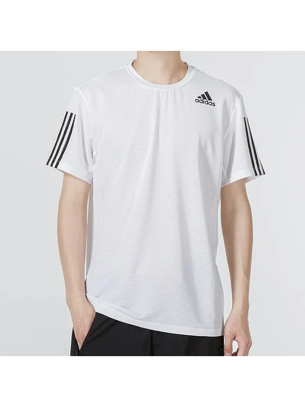 Футболка adidas Solid Color Stripe Logo Micro Mark Athleisure Casual Sports Round Neck Short Sleeve — изображение 3 из 4