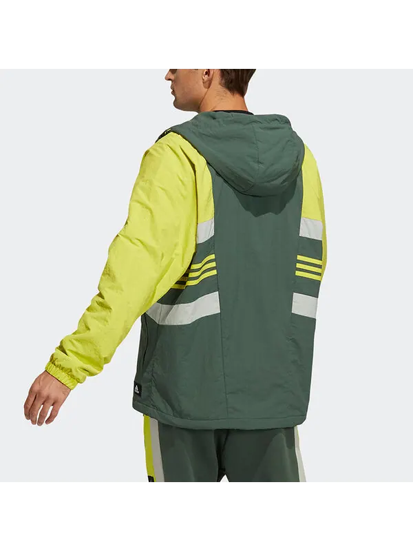 Куртка мужская повседневная спортивная куртка с капюшоном зеленая Adidas — изображение 3 из 4, зеленый