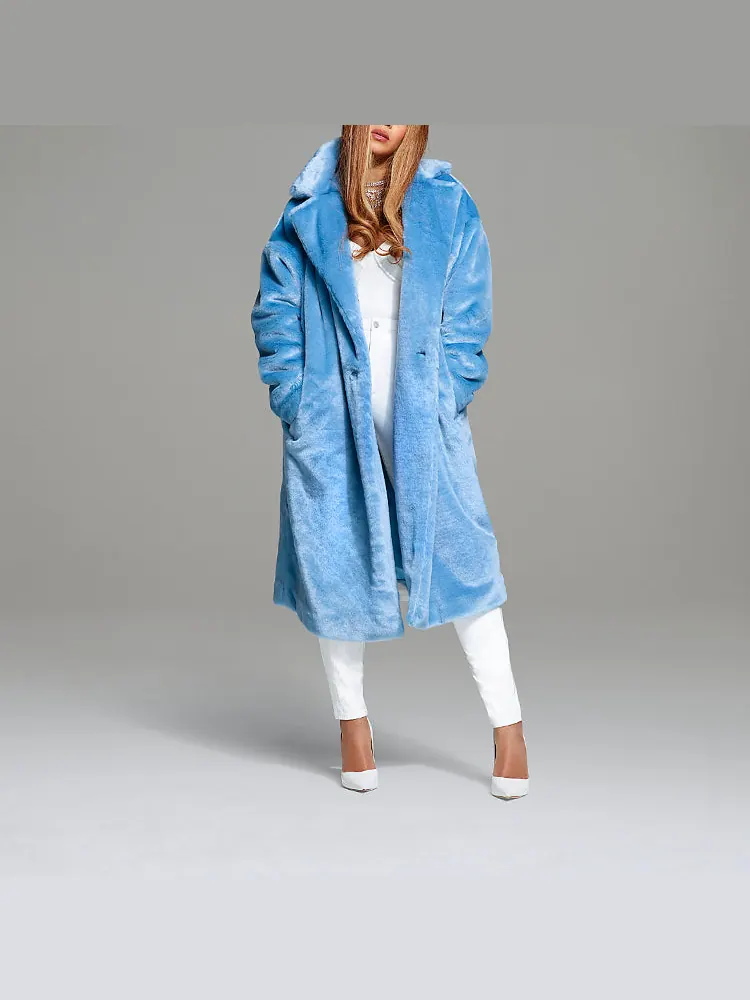 Куртка Adidas originals x Ivy Park Crossover Plush Long Large Jacket Couple Style Blue — изображение 3 из 8, синий